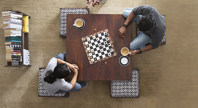 Tribal Coffee Table Set(Walnut Black&White)